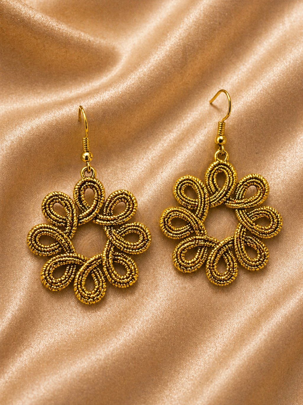 Gold Floral Drop Earrings