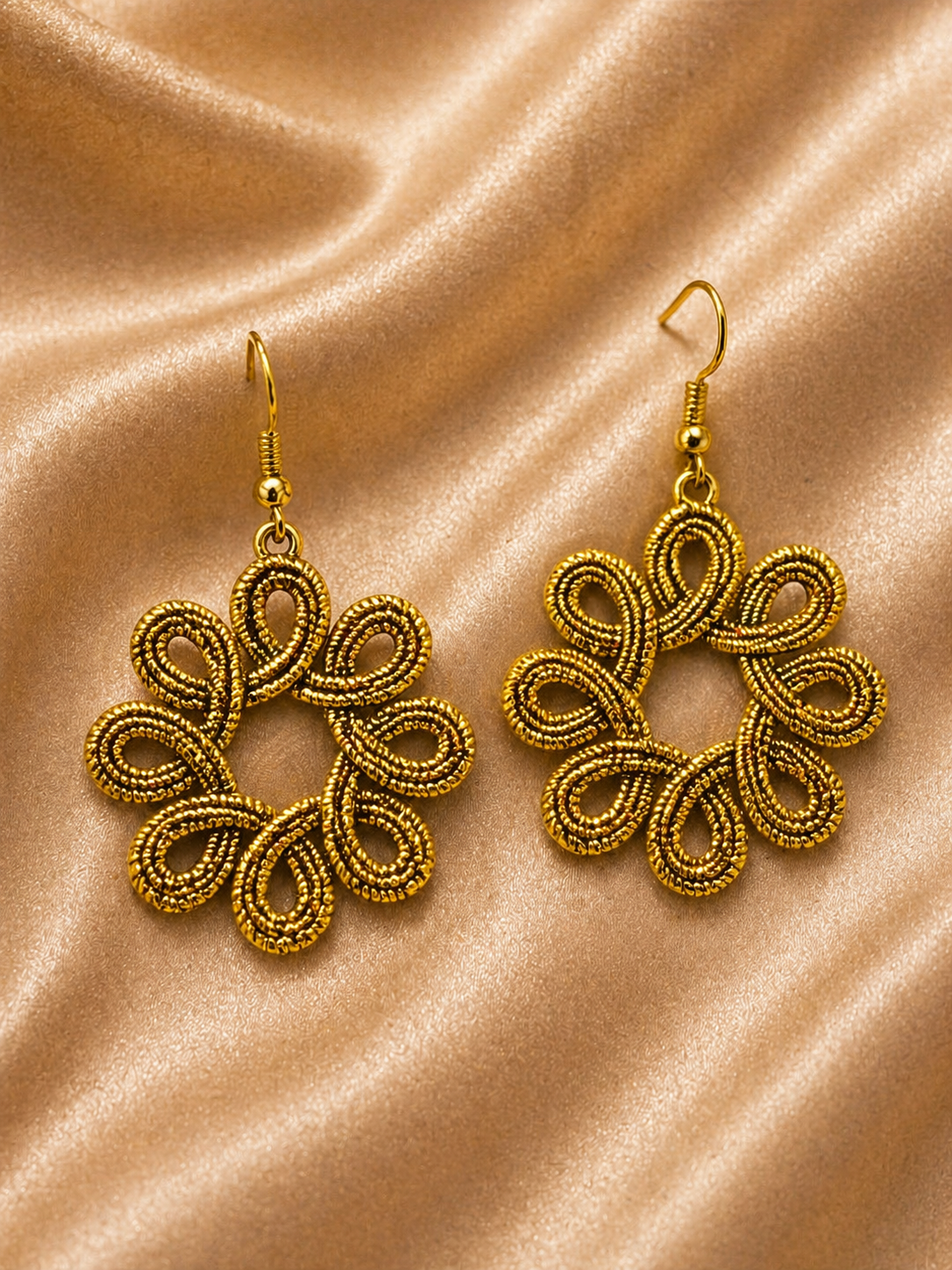 Gold Floral Drop Earrings