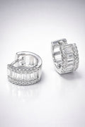 Radiant Baguette Halo Huggie Earrings