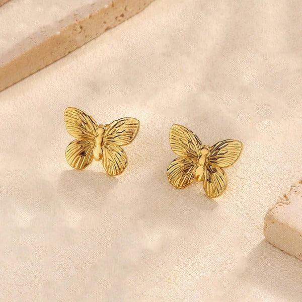 Golden Flutter Textured Stud Earrings