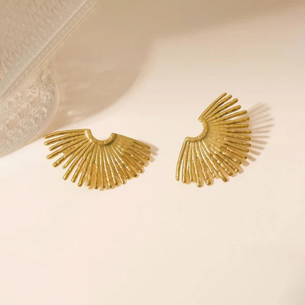 Radiant Wing Gold Stud Earrings