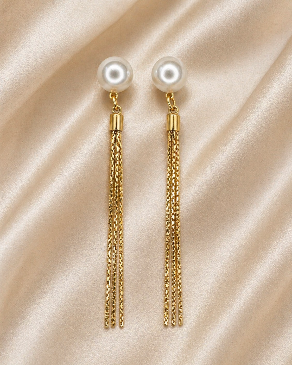 Pearl Cascade Tassel Earrings