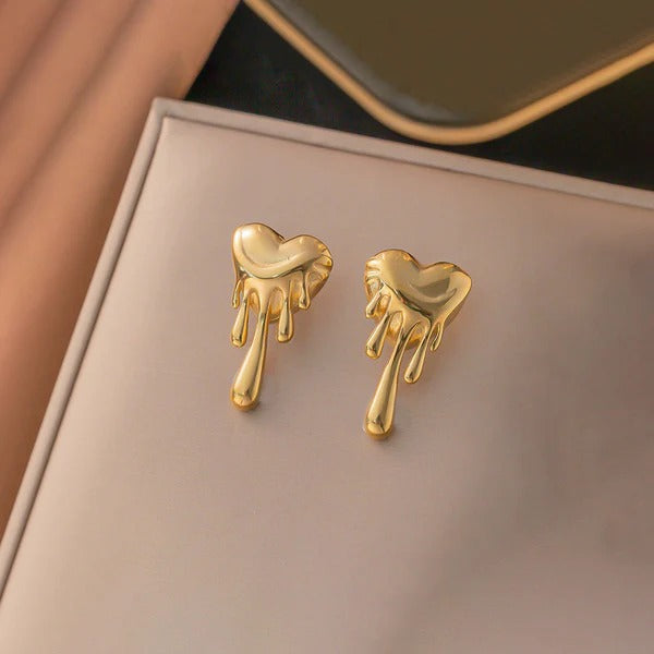 Molten Drip Gold Stud Earrings