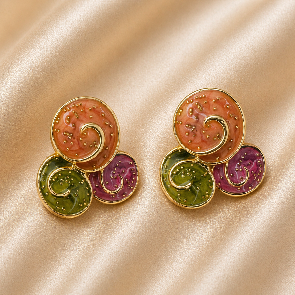 Celeste Swirl Statement Stud Earrings