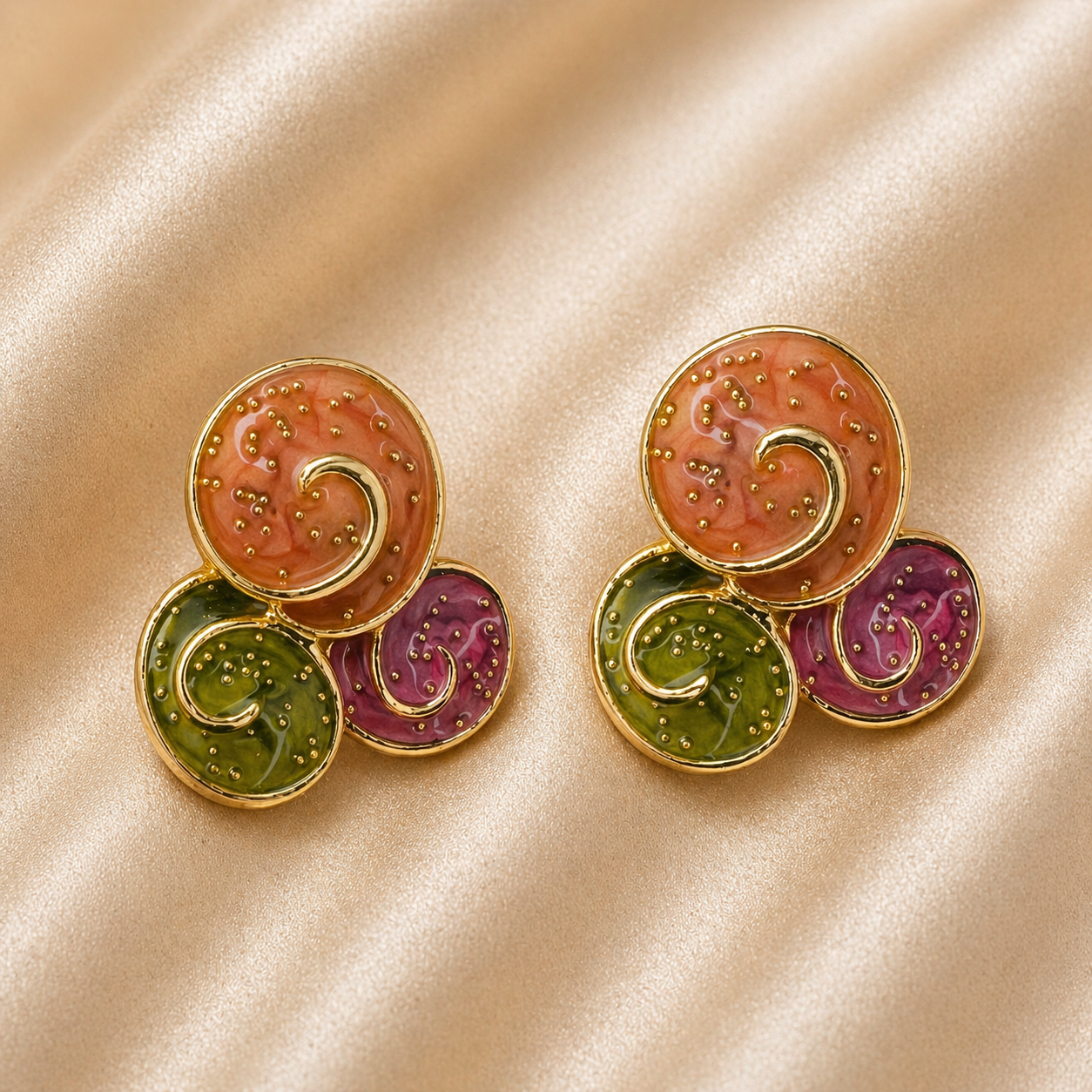 Celeste Swirl Statement Stud Earrings