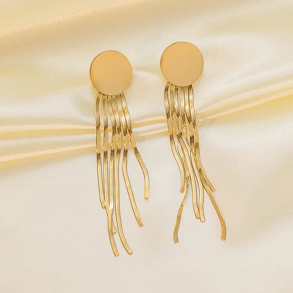 Golden Cascade Fringe Earrings