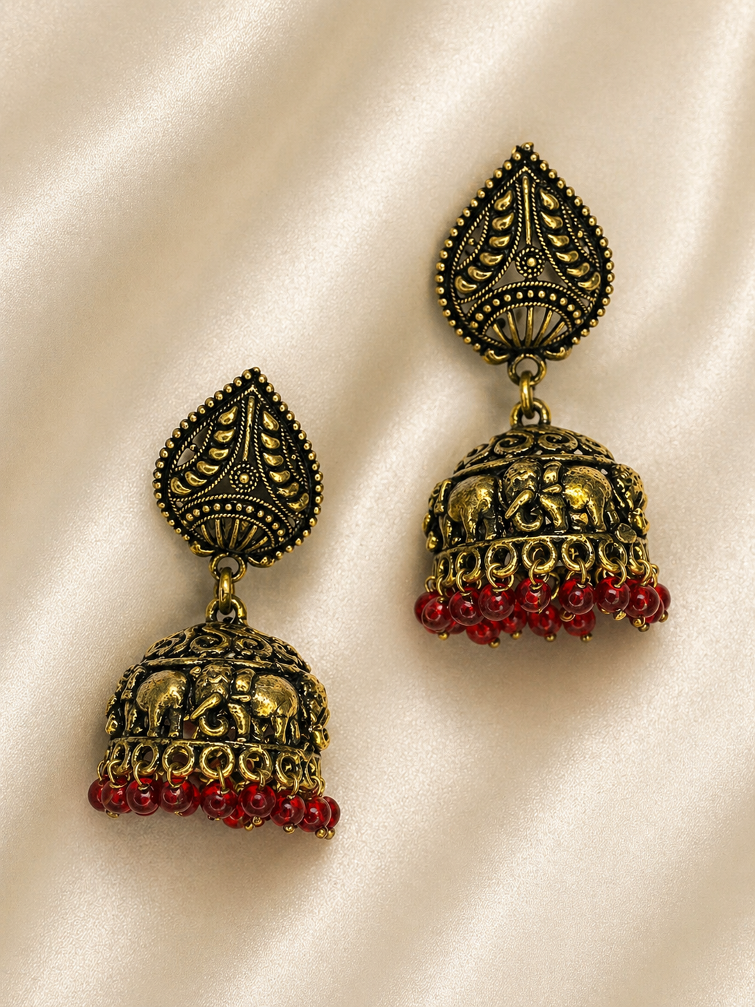 Gajra Elephant Heritage Jhumka Earrings