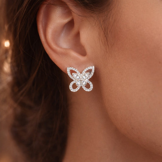 Celeste Flutter Silver Stud Earrings