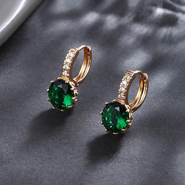 Emerald Glow Hoop Earrings