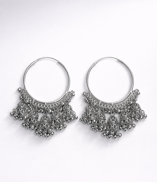 Oxidized Jhumka Hoop Earrings