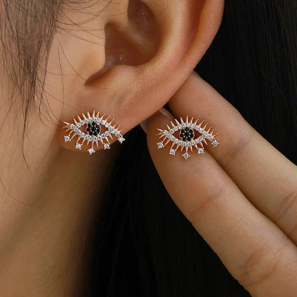 Mystic Eye Gold Stud Earrings