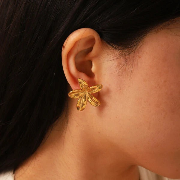 Molten Bloom Gold Stud Earrings