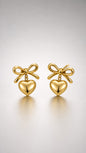 Ribbon Heart Drop Stud Earrings