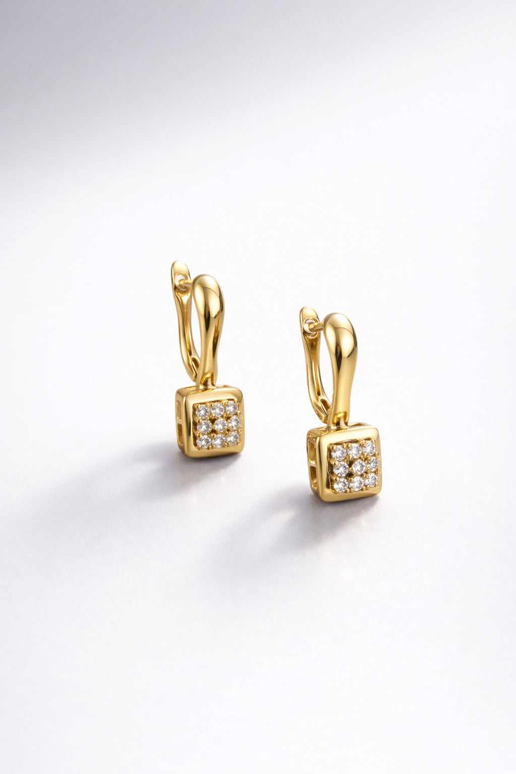 Luxe Cube Drop Gold Earrings