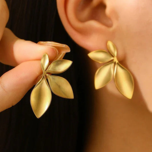 Leaf Whisper Gold Stud Earrings