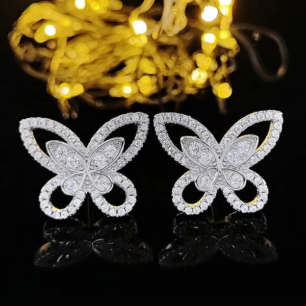 Celeste Flutter Silver Stud Earrings