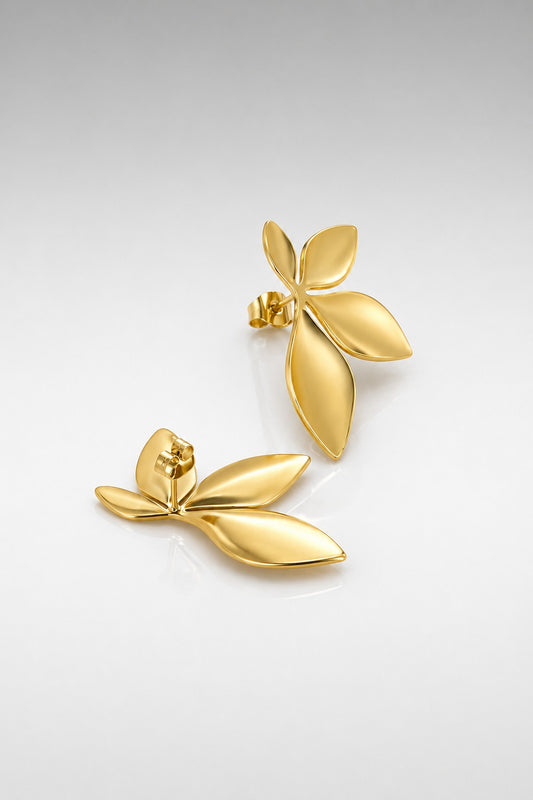 Leaf Whisper Gold Stud Earrings