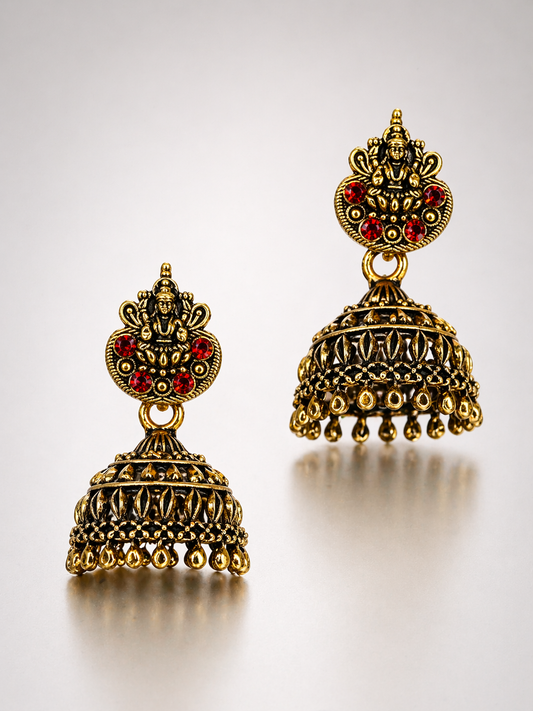 Lakshmi Aura Temple Jhumka Earrings