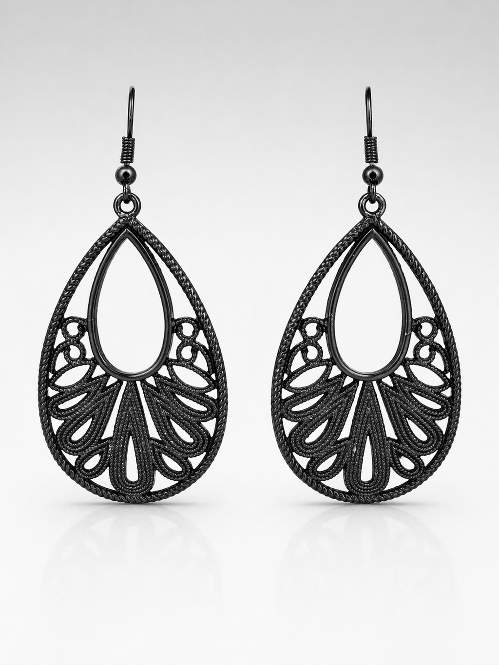 Black Oxidized Teardrop Earrings