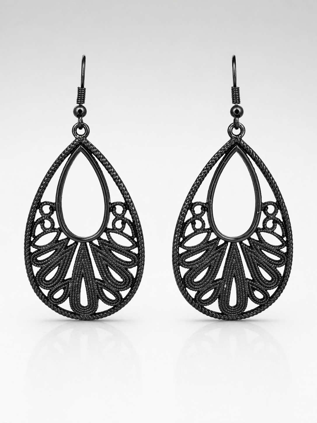 Black Oxidized Teardrop Earrings