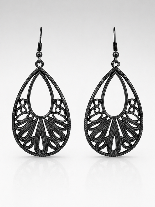Black Oxidized Teardrop Earrings