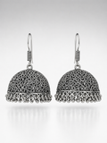 Ziva Oxidized Filigree Dome Jhumka Earrings