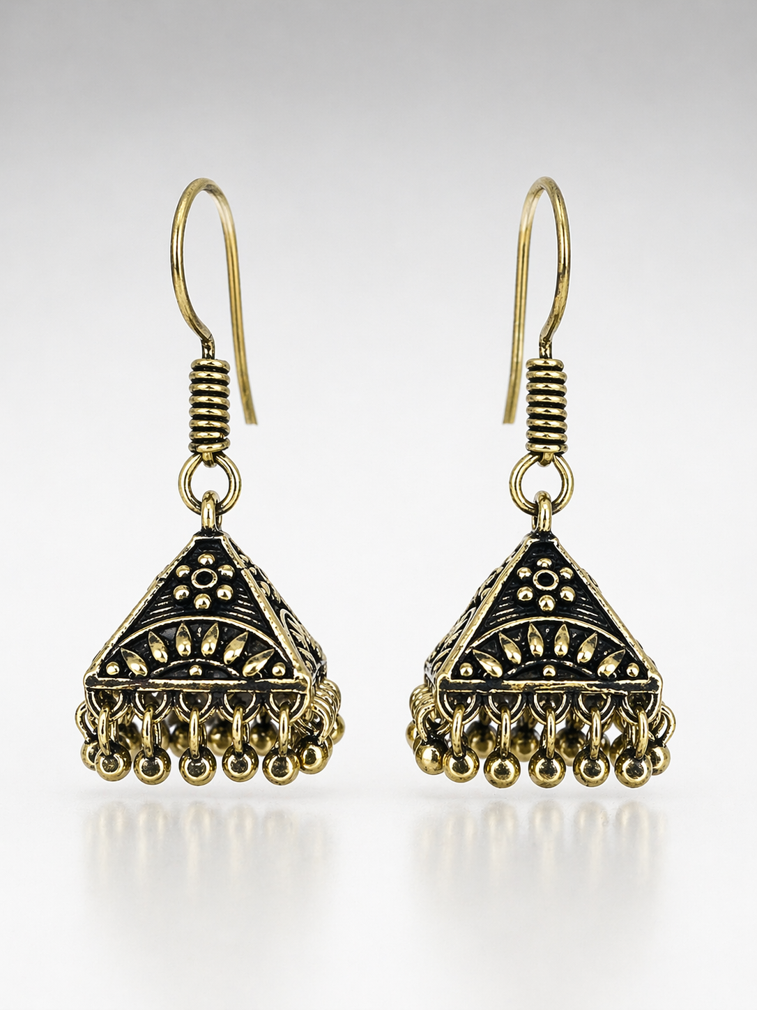 Ira Antique Gold Triangle Drop Earrings
