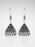 Tara Oxidized Silver Triangle Drop Earrings