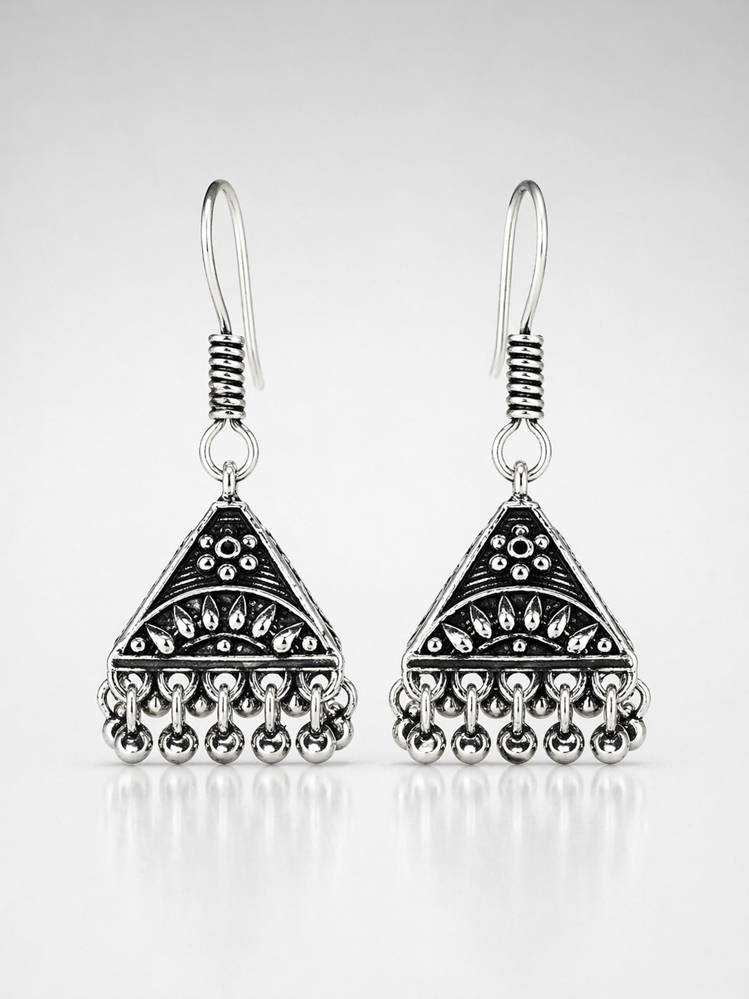 Tara Oxidized Silver Triangle Drop Earrings