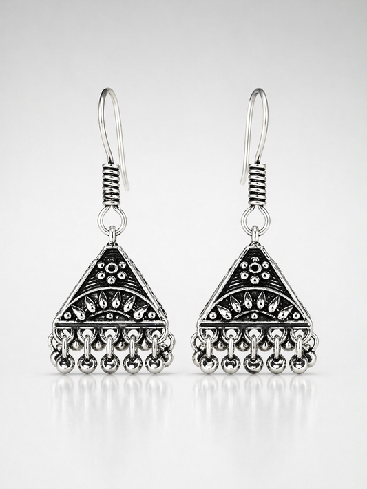 Tara Oxidized Silver Triangle Drop Earrings