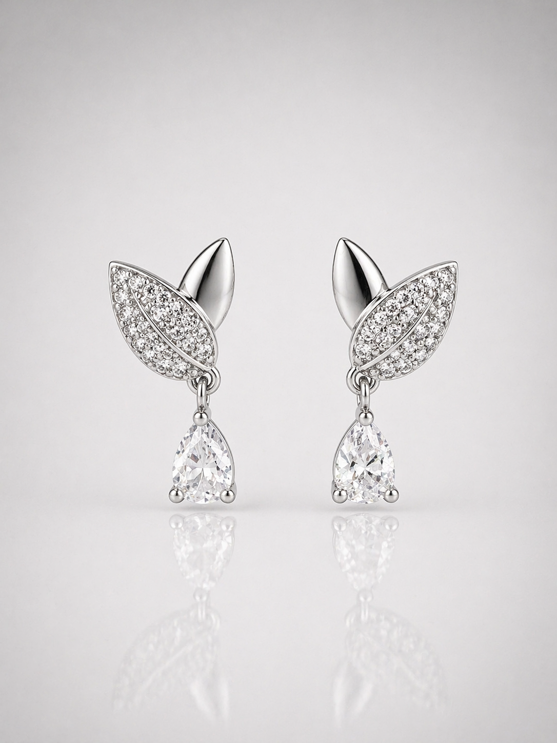 Crystal Leaf Drop Earrings