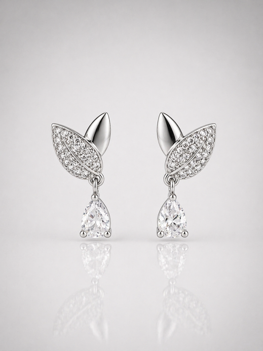 Crystal Leaf Drop Earrings