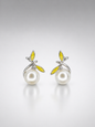 Citrus Leaf Pearl Stud Earrings