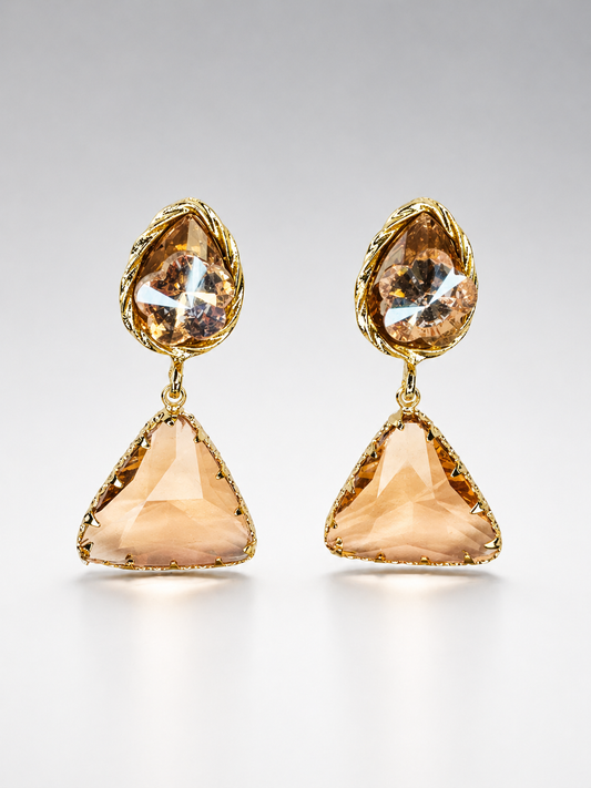 Amber Glow Crystal Drop Earrings