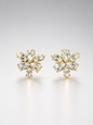 Golden Petal Crystal Stud Earrings