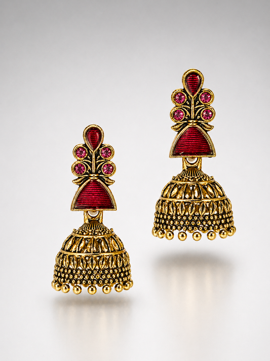 Rhea Ruby Accent Jhumka Earrings