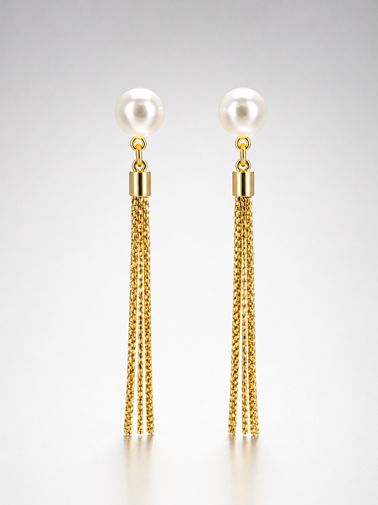 Pearl Cascade Tassel Earrings