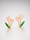 Blush Tulip Enamel Stud Earrings