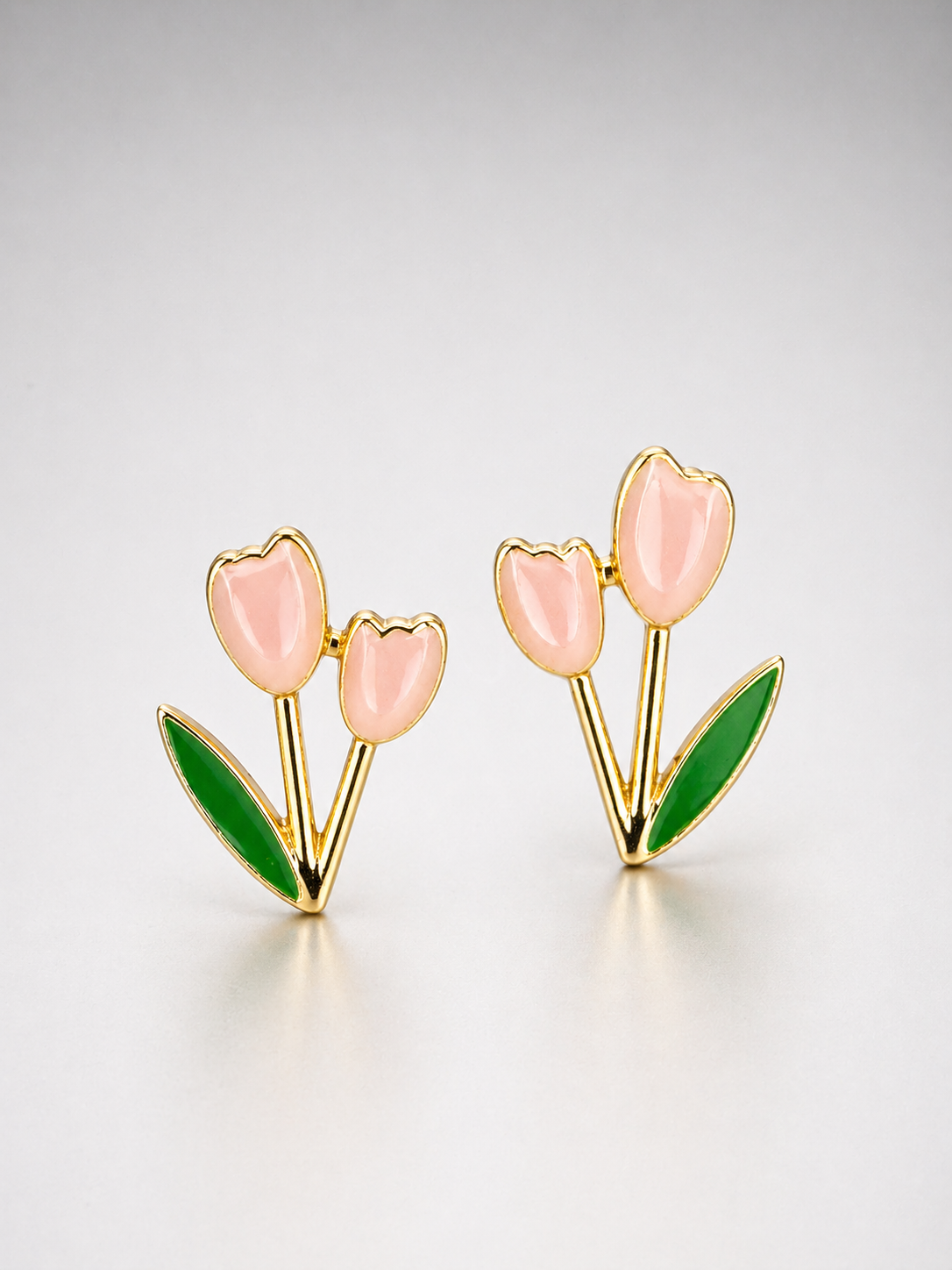 Blush Tulip Enamel Stud Earrings