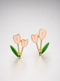 Blush Tulip Enamel Stud Earrings