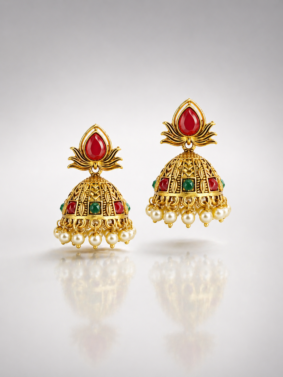 Aarika Lotus Pearl Jhumka Earrings