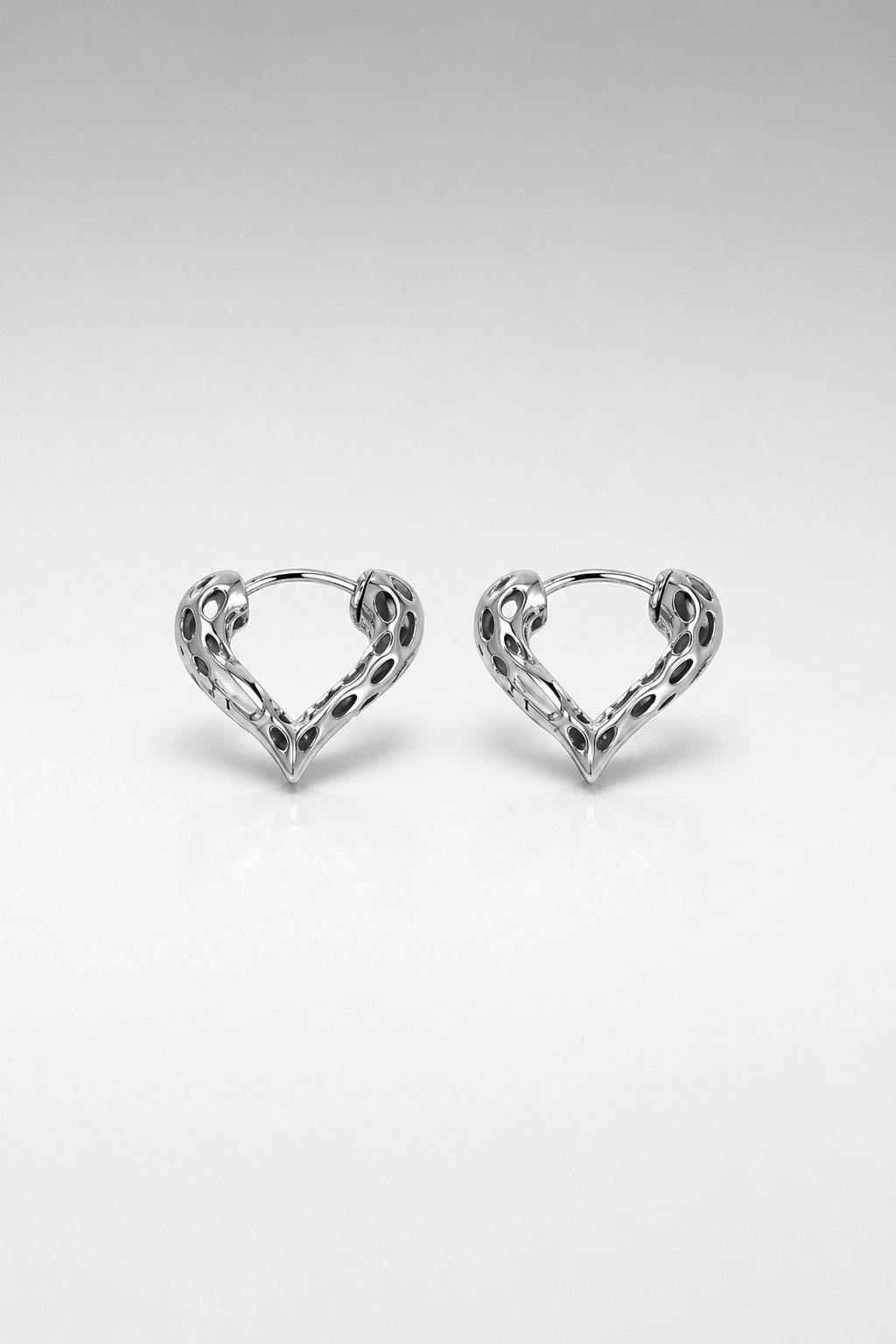 Ethereal Heart Silver Hoop Earrings