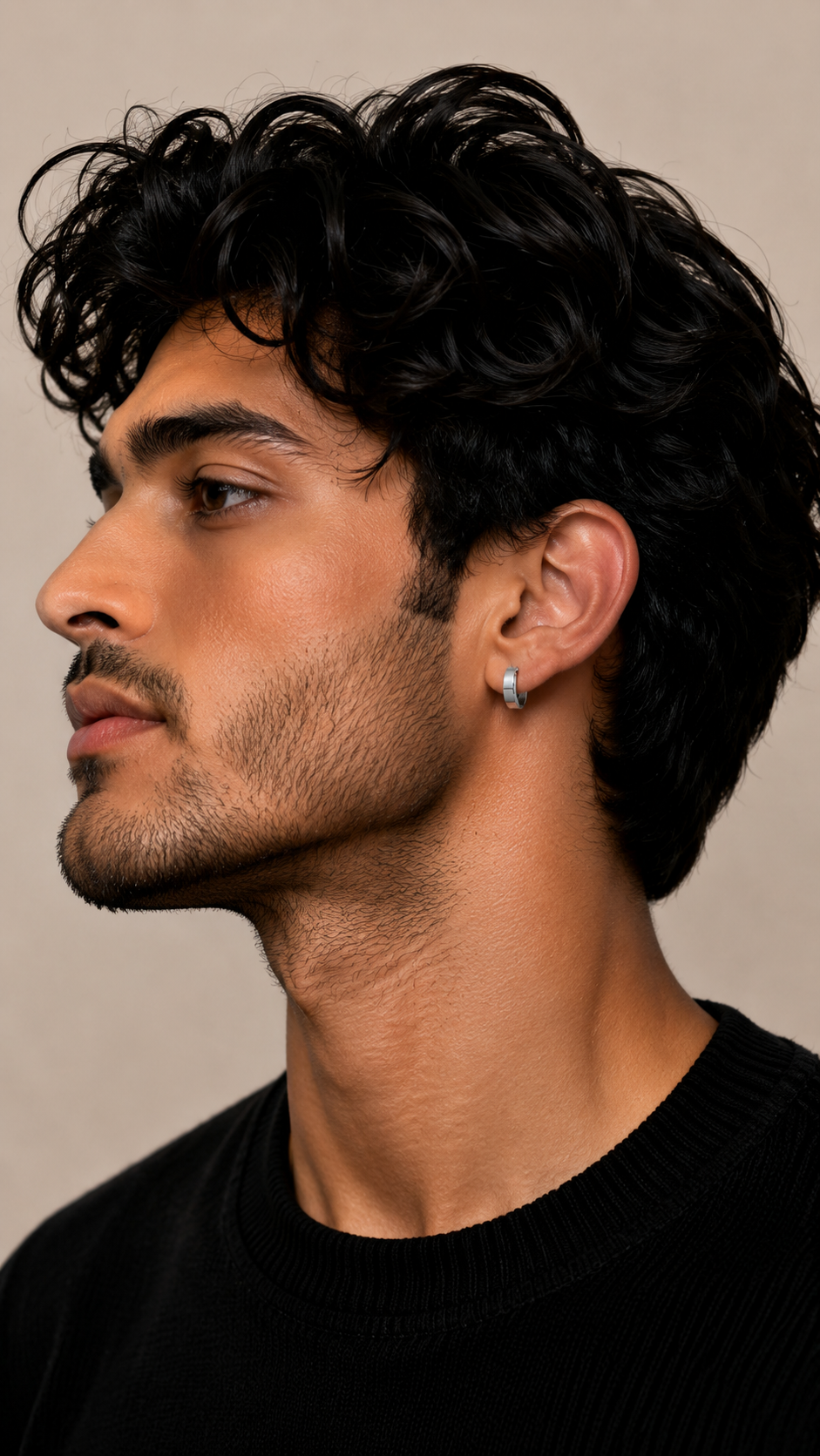 Sleek Men Edge Hoop Earrings