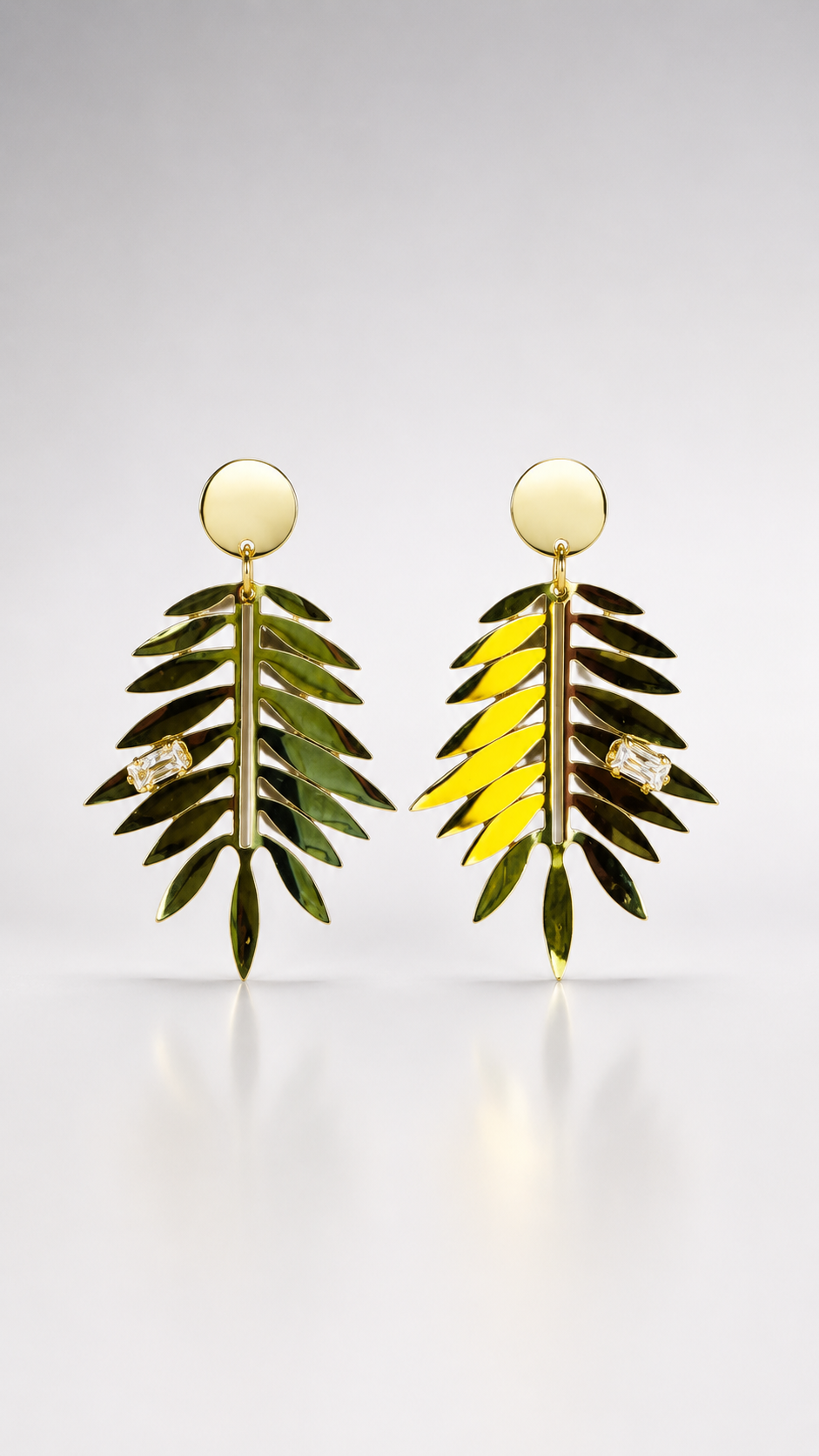 Crystal Palm Leaf Drop Earrings