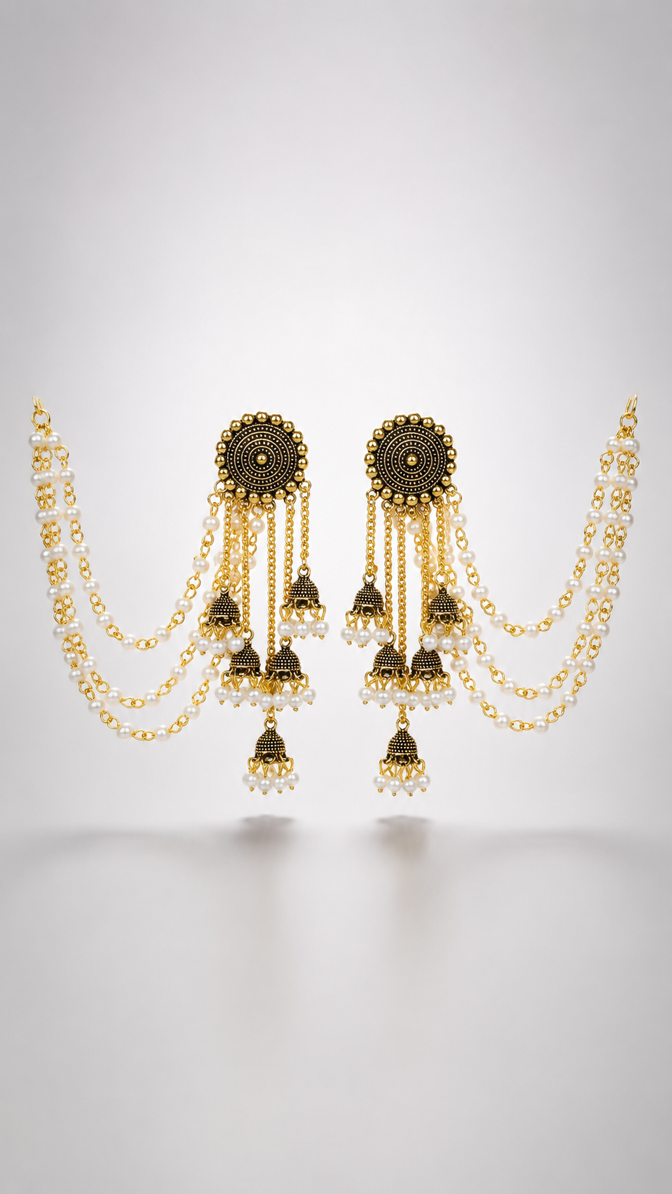Pearl Jhumka Saree Chain