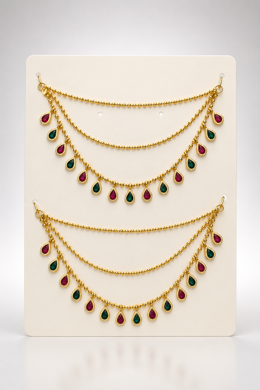 Dual Tone Teardrop Saree Chain