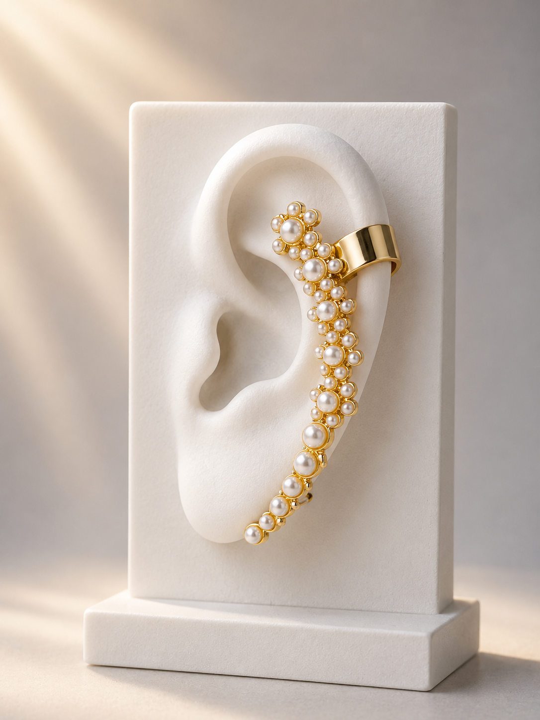 Golden Blossom Pearl Ear Cuff