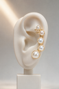 Golden Pearl Cascade Ear Cuff
