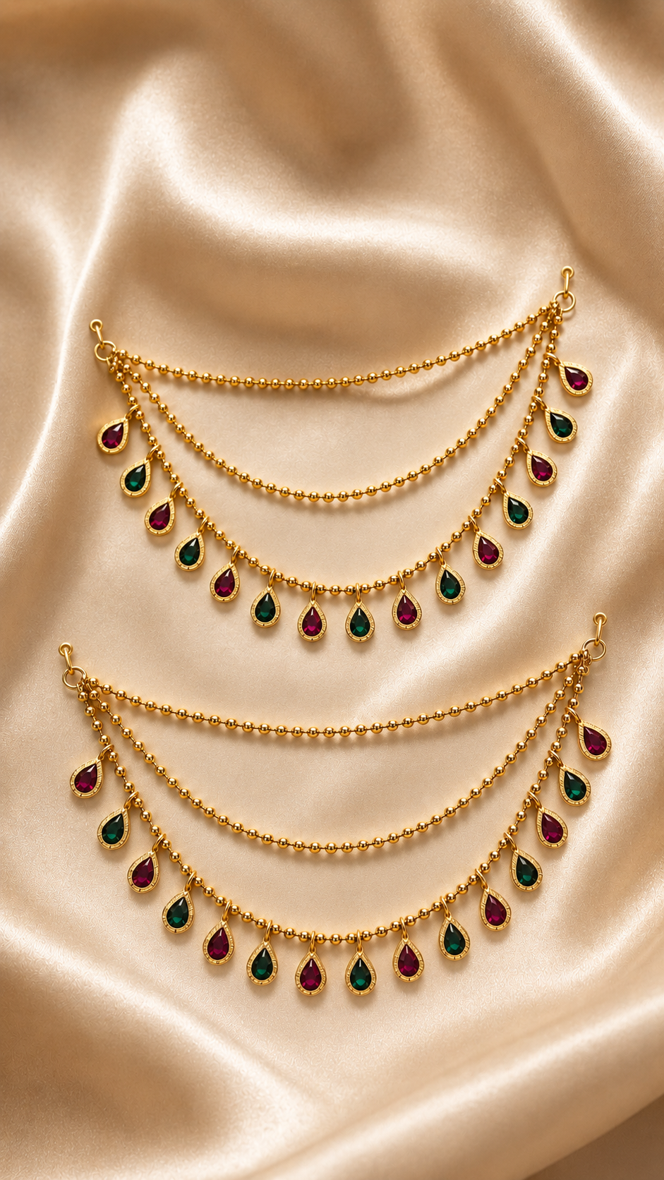Dual Tone Teardrop Saree Chain