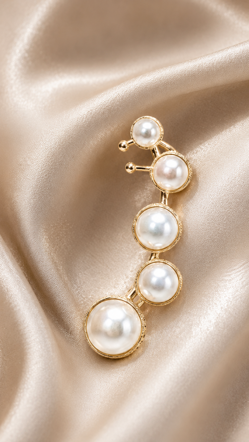 Golden Pearl Cascade Ear Cuff